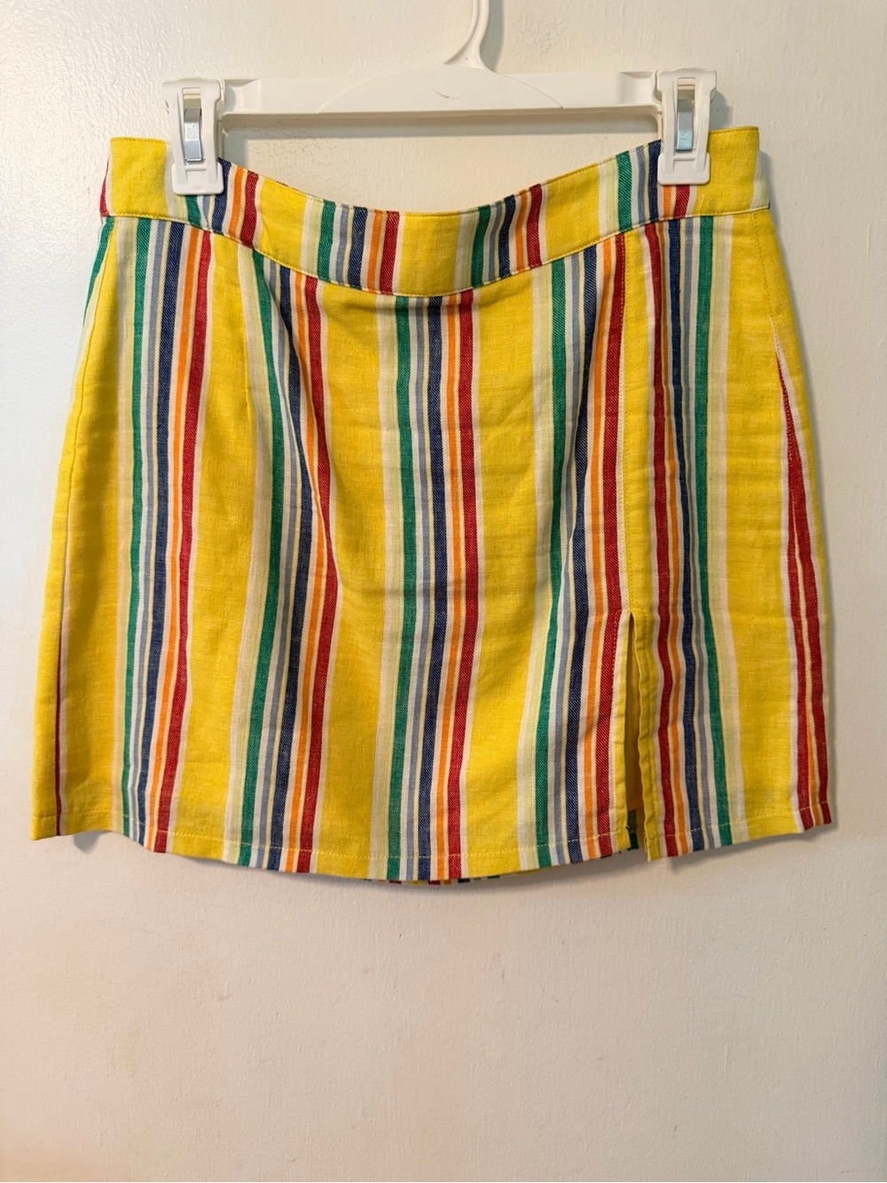 Skylar + Madison Yellow Striped Mini Skirt